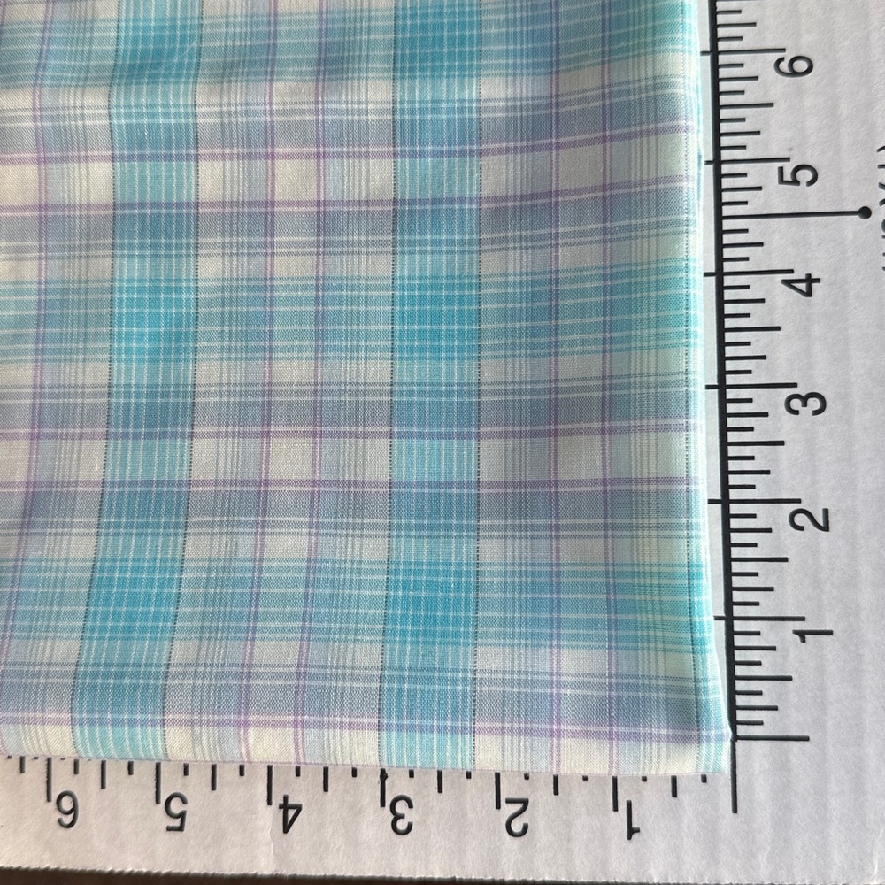 Vintage Pastel Plaid Cotton Fabric Aqua Lavender 2¼ Yards 45” Wide 1960s